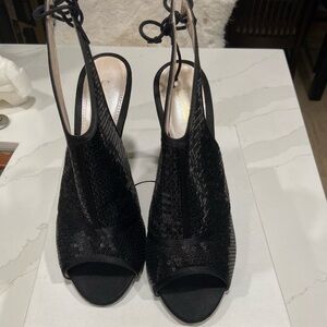 Black Satin Sequin Stilettos